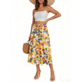 thumbnail image 2 of WTOBBY Women's Bohemian Skirt Floral Print Casual with Spacious Pocket, Temperament Wear Skirt for Vacation Beach Strolls Daily Activities and Sunset Dinners,Orange L, 2 of 4