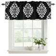 thumbnail image 2 of Baroque Black Valances for Windows, Decorative Rod Pocket Window Valance Curtains, Vintage Damask Classic Floral Short Curtain Drapes for Kitchen/Bathroom/Living Room, 2 Panels, 54" W x 18" L, 2 of 8