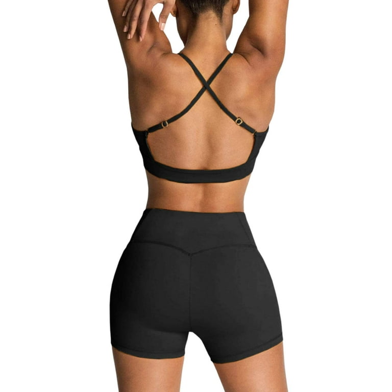 IBTOM CASTLE Women Workout Sets Yoga Outfits, Sports Bra and High Waist  Leggings Gym Clothes Tracksuit, 2-Piece XS Khaki