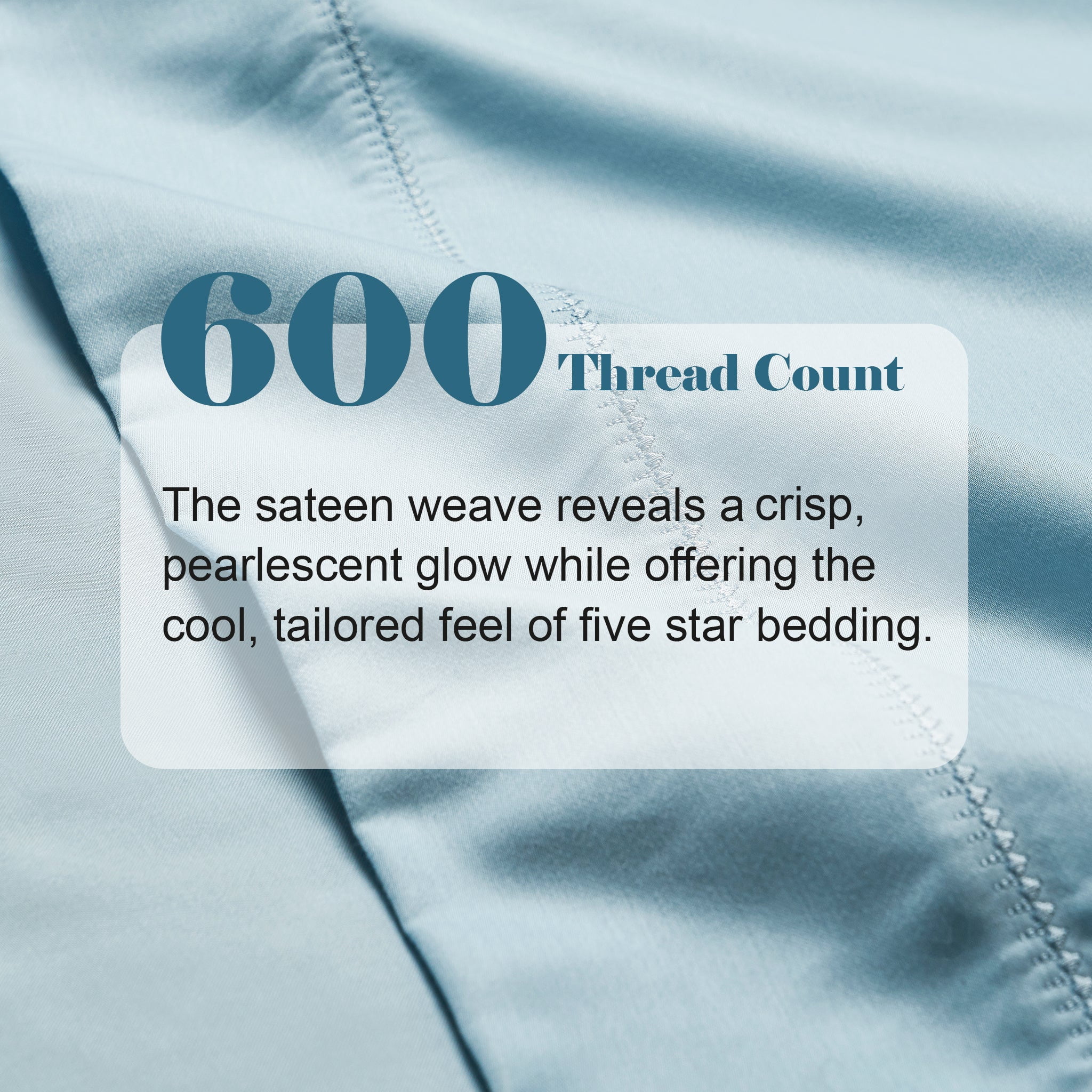 Superior Cotton Blend 600 Thread Count Embroidered Pillowcases , Set of 2, King Size, Blue