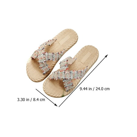 

NICEXMAS 1 Pair of Imitation Straw Woven Slippers Fashion Women Beach Shoes (Beige)