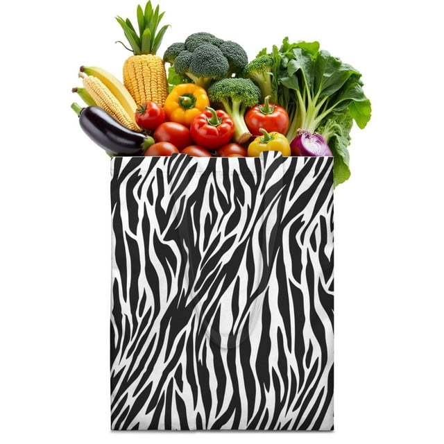 Colorful Zebra Canvas Tote Bag Rainbow Zebra Pattern Abstract Black and White Stripes Multicolor Modern Fashion Cute Cartoon Zebra Aesthetic Gradient Print Reusable Eco-Friendly Shopping Bag