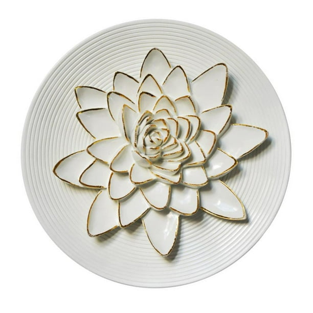 Resina 3D Artesanías Flores Artes Creativo Hecho A Mano Lotus Fish Etiqueta De Pared Sa De Estar Decoración Del Hogar Murales Colgantes De Pared 2 White L Baoblaze Artesanía de resina 3D Mural de pared