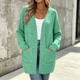 thumbnail image 2 of Vivianyo HD Women's Solid Long Sleeve Open Front Cardigan with Pockets, Fall Loose Mid Length Sweater Coat for Women, Womens Outerwear for Daily Errands and Casual Meetups, Size S-2XL, 2 of 8
