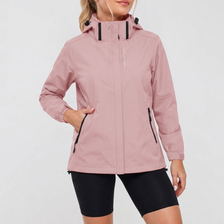 新品　TECH DETACHABLE WINDBREAKER JACKET EazyTech Women's Detachable Hood Waterproof Windbreaker – Outdoor
