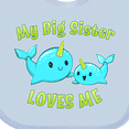thumbnail image 4 of Inktastic My Sister Loves Me- Cute Narwhal Boys or Girls Baby Bib, 4 of 4