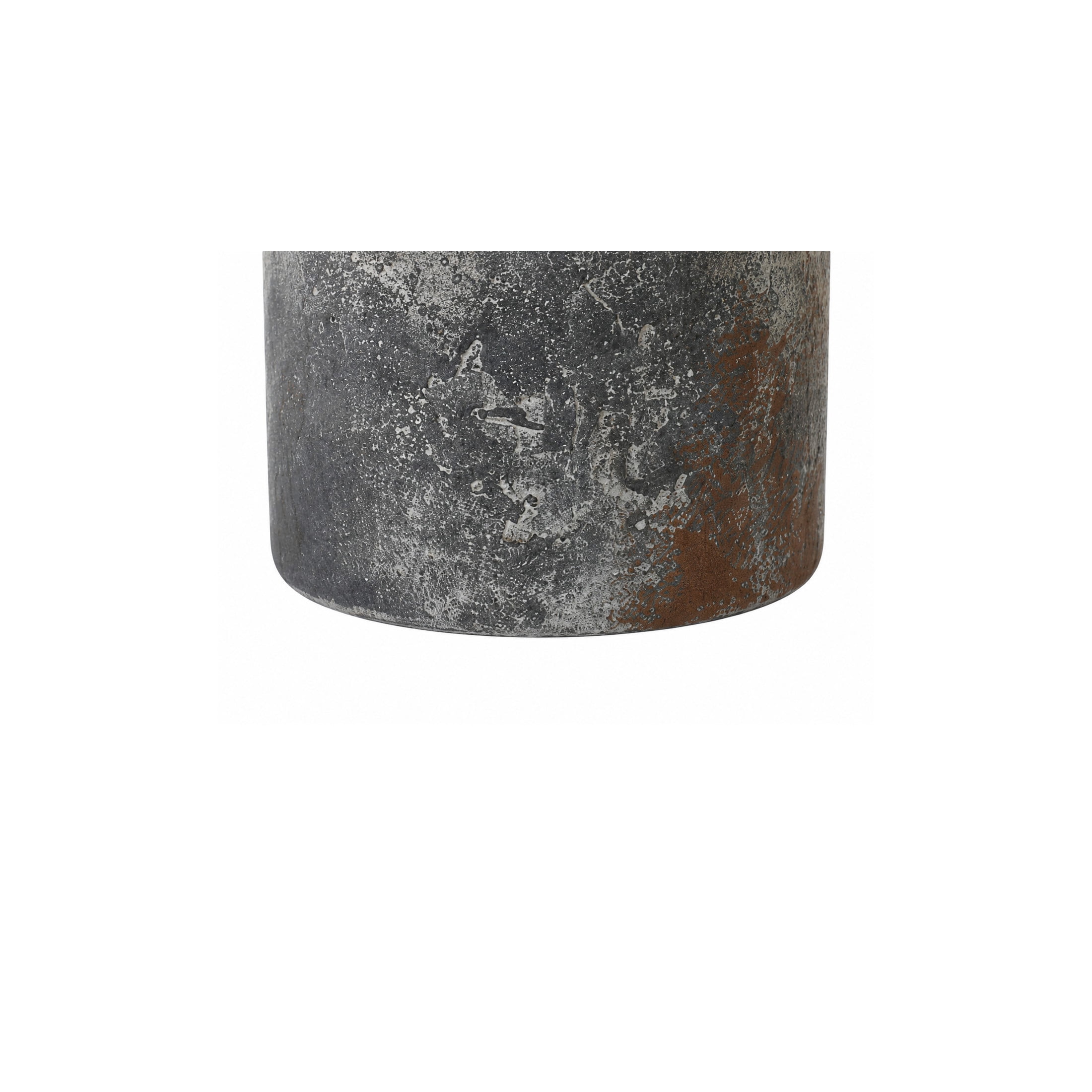 DecMode 9" Antique Style Textured Dark Gray Ceramic Vase with Brown Accents and Handles