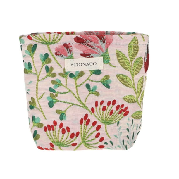Bolsas de maquillaje de flores Galsang portátiles únicas 1 Pc Poliéster Beige Pequeña