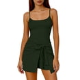 thumbnail image 3 of Frostluinai Womens Summer Spaghetti Strap Dress Tie Waist Romper Skorts Bodycon Beach Vacation Mini Dresses Built in Shorts, 3 of 10