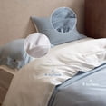 thumbnail image 2 of Washed Cotton Blue & White Reversible Duvet Cover Queen Size Nordic Color, 2 of 6