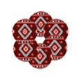 thumbnail image 7 of 15 Inch Round Placemats Set of 6, Red Boho Non Slip Heat Insulation PP Table Mats, Neutral Tribal Ethnic Abstract Geometric Motifs Washable Place Mats for Kitchen Dining Party Table Decor, 7 of 7