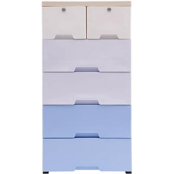 Dresser with 6 Drawers,Plastic Drawers Dresser,Closet Drawers Tall Dresser Organizer,High Carrying Capacity,Easy Pull Handle and Small Pulleys,for Clothes,Bedroom Furniture (19.69*13.78*40.16 Inch)