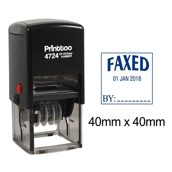 Printtoo Office Stationery Dater Stamp Self Inking With Faxed By Text Date Rubber Stamp-Blue