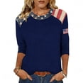 thumbnail image 5 of MEICHEN Ladies' American 250th Anniversary Patchwork Print 3/4 Sleeve 3/4 Sleeved Top Summer T Shirts for Women, 5 of 5