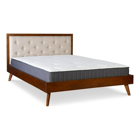 Riverbay Furniture Bristol Mid-Century Wood/Fabric Platform King Bed in Brown