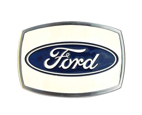 Ford Logo Enamel Belt Buckle, White 