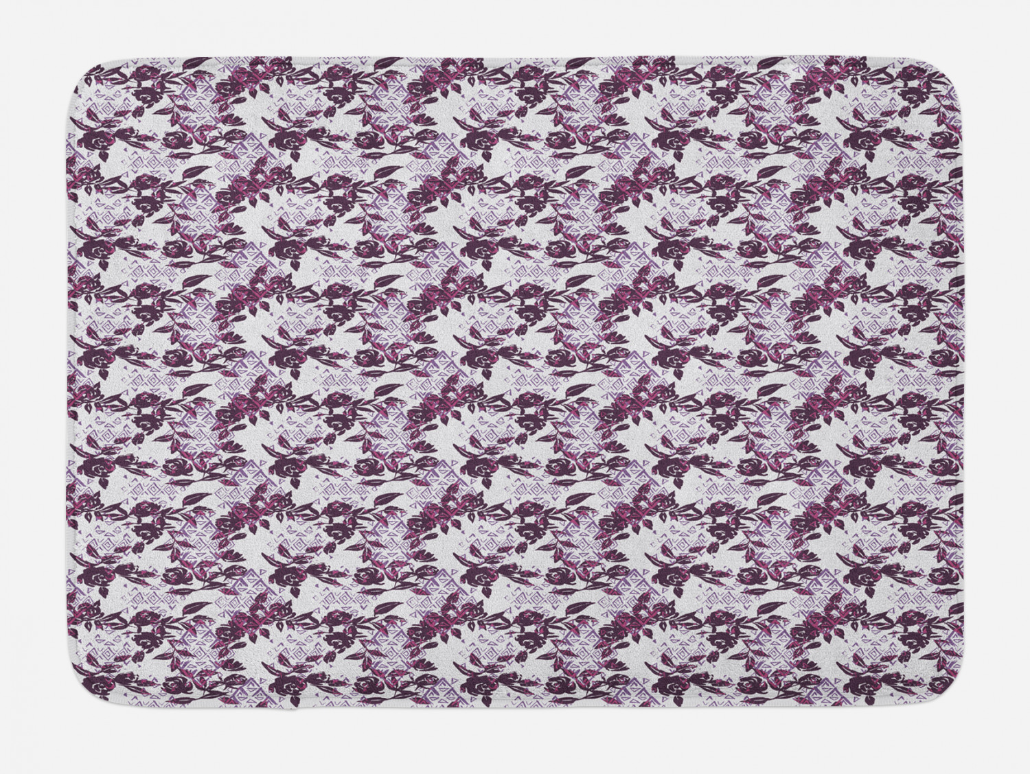 Rose Mat Rose Bath Mat, Vintage Watercolor Pattern Grunge Flowers Bouquets and ...