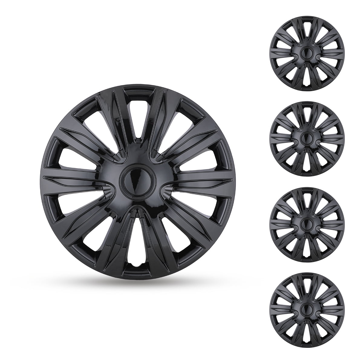 4Pcs/set 17" Black Hubcaps/Wheel Covers for Most Cars,Set Of 4 Snap On Car Truck SUV Hub Cap ,ABS Material