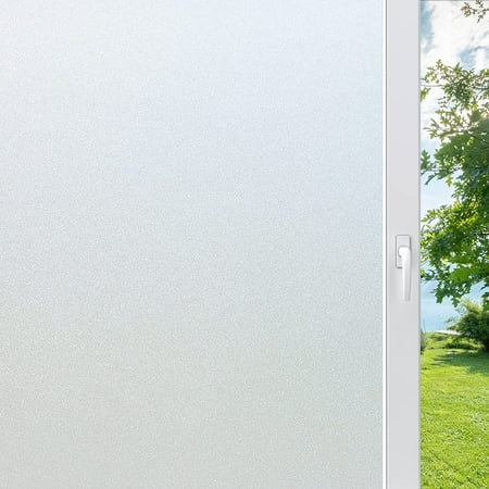 rabbitgoo Window Privacy Film Frosted Film No Glue Anti-UV Window Sticker White Frosted Window Cling Non-Adhesive for Privacy Office Home  23 x 77 inches