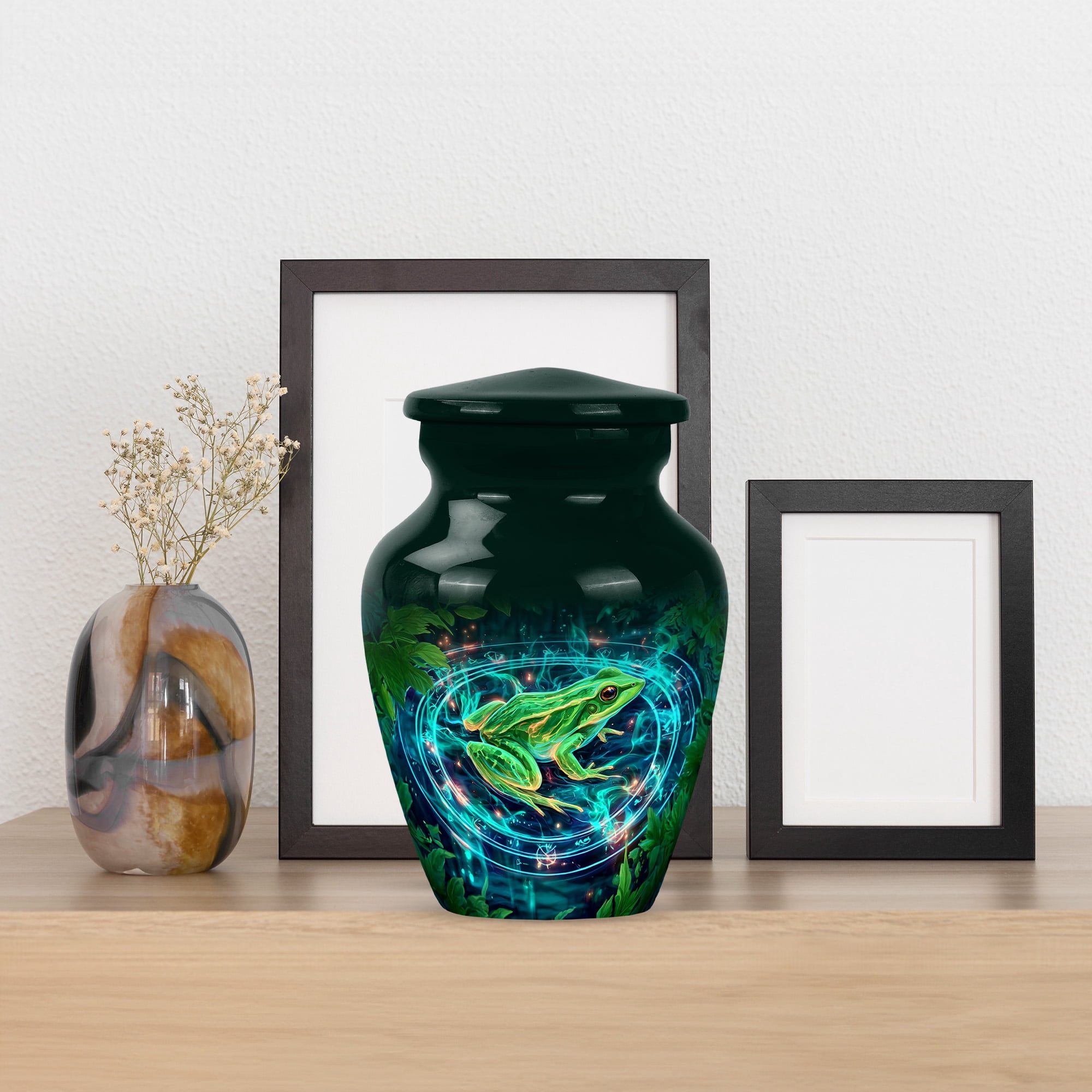 MUKTIVE Frog Keepsake Burial Urns for Adult Male, Mini Green Cremation Urns for Adult Ashes Women, Tiny Memorial Urn for Ashes for Mother & Father, 3 Inch