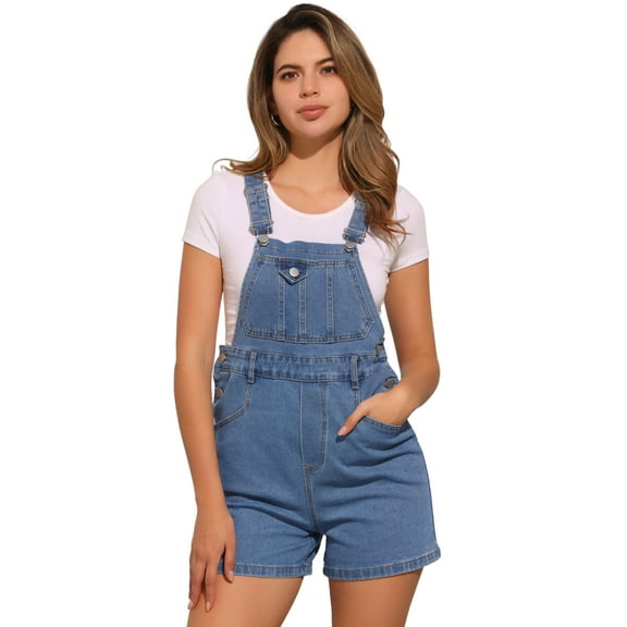 DARING DIVA Women's Casual Adjustable Straps Bib Denim Romper XS Sky Blue