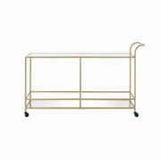 61 x 16 x 37 in. Kenda Serving Cart - Clear Glass, Mirrored & Gold