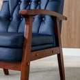 thumbnail image 4 of ARCTICSCORPION Navy PU Leather Accent Chair with Wood Armrests, 4 of 9