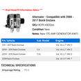 thumbnail image 2 of Alternator - Compatible with 2008 - 2017 Buick Enclave 2009 2010 2011 2012 2013 2014 2015 2016, 2 of 2