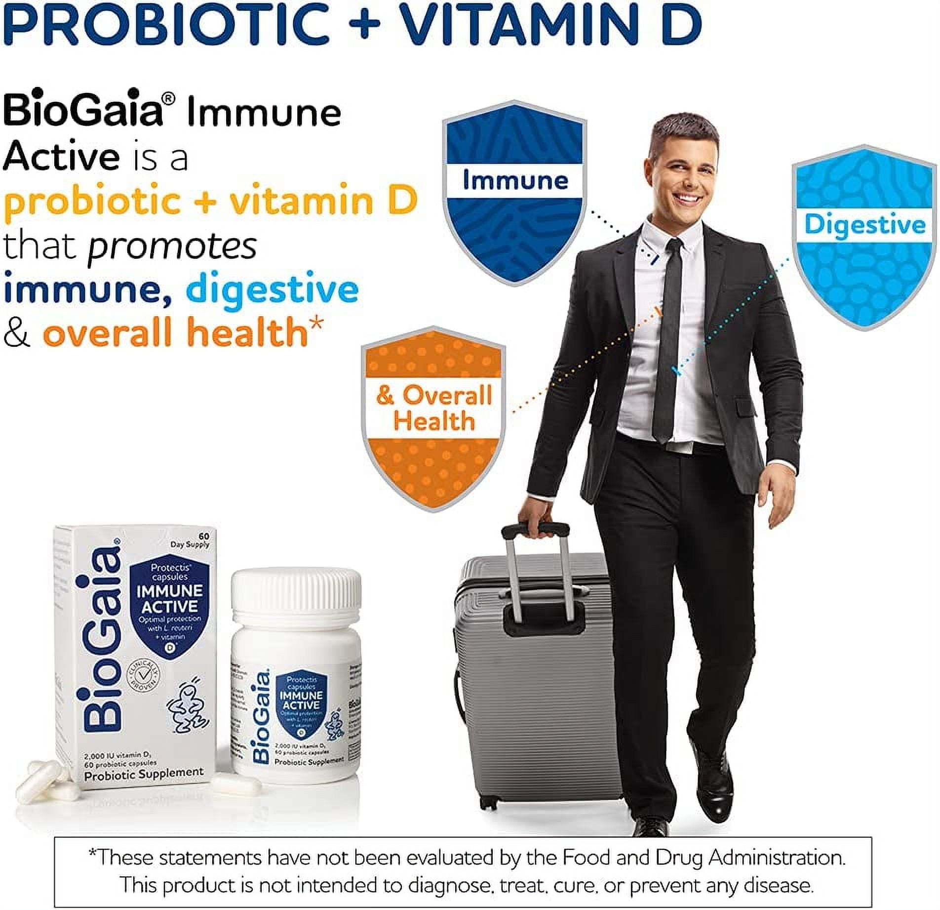 Protectis Immune Active Probiotic | Clinically Proven Probiotic + Vitamin D | Supports Immune, Digestive and Overall Health | Probiotics for Men & Women | Capsules | 60 Day Supply