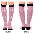 thumbnail image 2 of Haosy Compression Socks for Men Women Knee High Running Socks for Nurse Hiking Recovery Travel Athletic 2 Pairs Pink Block, 2 of 9