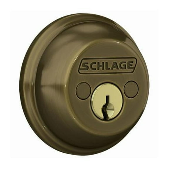 Schlage Double Cylinder Deadbolt Lock B62NG609 Antique Brass - Durable Metal - 1 Piece