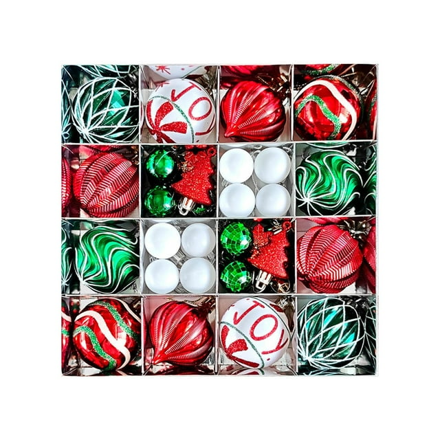 Christmas Tree Ornaments Set 46 pcs 6 cm Alien Painted Glass Ball Decorations for Holiday Tree Display
