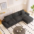 thumbnail image 3 of Muumblus 108" Modular Sectional Sofa with Ottoman, L-Shaped Couch with Chaise, Corduroy Sleeper Couch for Living Room, Gray, 3 of 11