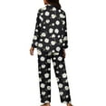 thumbnail image 5 of Kuiaobaty Black Daisy Pattern Women's Long Sleeve Pajamas Set Lightweight Nightgown Button Down Top and Pants Holiday Pjs Lounge Sleepwear Sets with Pockets, 3XL, 5 of 7