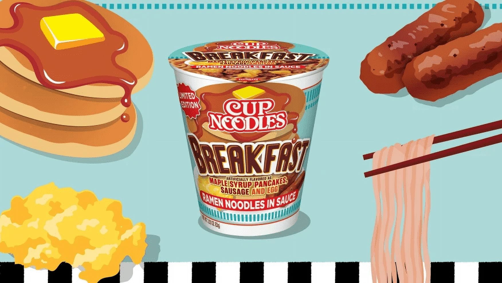 Nissin Foods Cup Noodles Limited Edition Ramen Noodles, Breakfast Flavor, 2.93 oz Cup, Shelf-Stable
