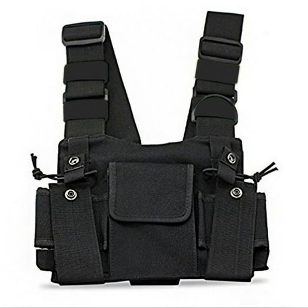 3 Pocket Portable Radio Chest Harness Front Pack Backpack Pouch Holster ...