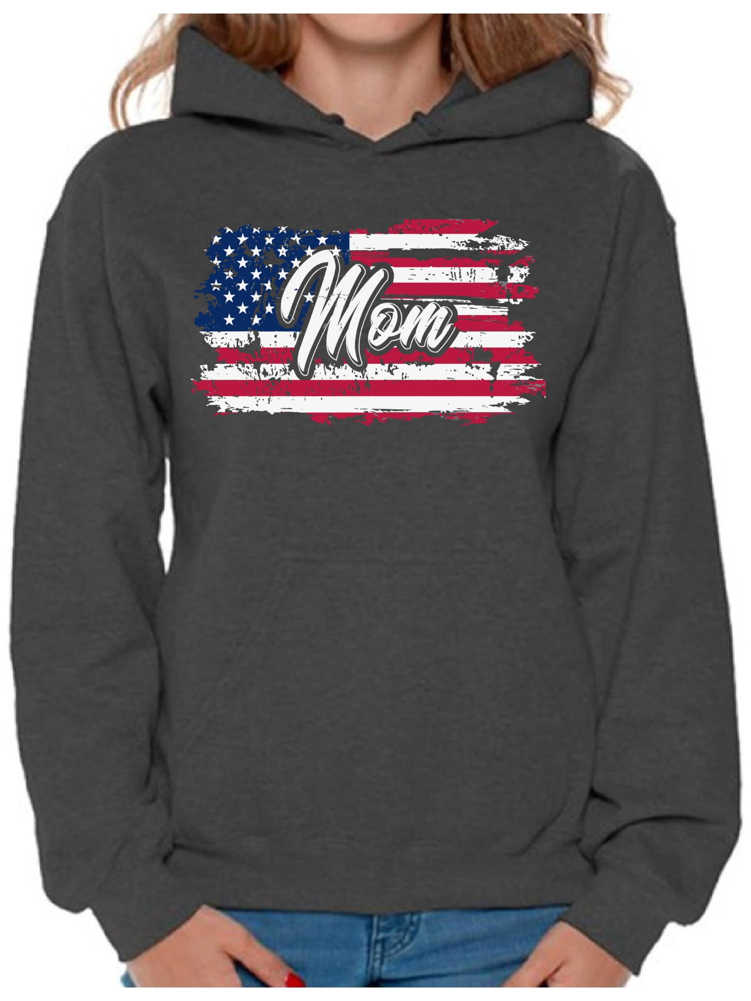 Awkward Styles Proud Mom of a Veteran Hoodie 4th of July Gifts USA Flag Hoodie for Mom