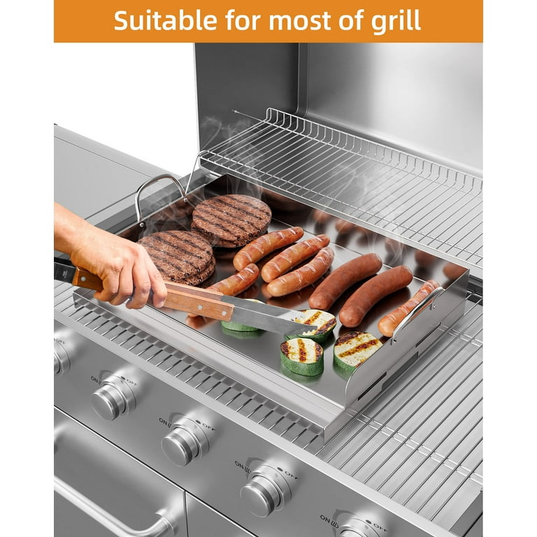 Grill Griddles, Stainless Steel Universal Griddle with 2 Barbecue