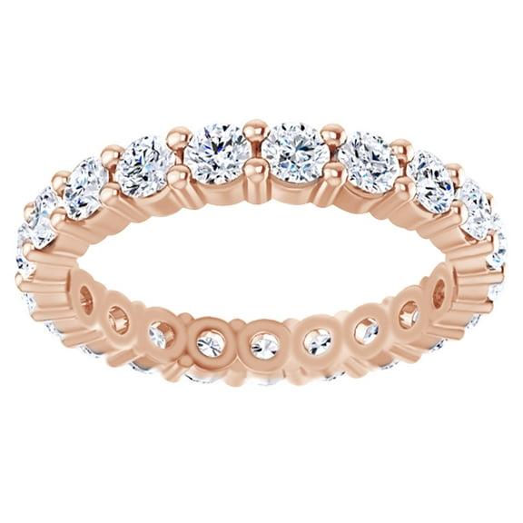 AFFY Round Cut Simulated White Moissanite Eternity Band Ring In 14K Solid Rose Gold , Size-9