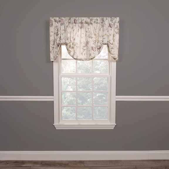 ELLIS 48% Cotton 52% Polyester Abigail Traditional Hydrangea Pattern Tie Up Valance 60" x 22" Lilac