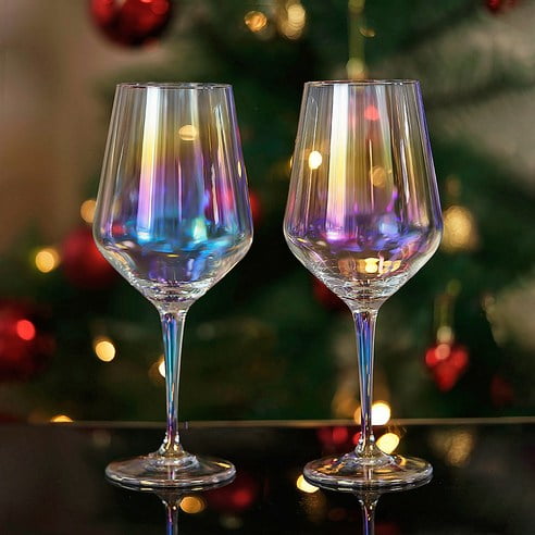 Minchun Champagne Glass Wine Glasses Bevel 2pcs Rainbow Colorful Color  Goblet 