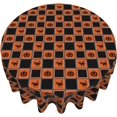 thumbnail image 5 of Halloween Tablecloth Black and Orange Checkered Cat Pumpkin Tablecloth Washable Reusable Round Tablecloth 60 Inch, for Halloween Party Holiday Dinner Kitchen Dining Table Decor, 5 of 6