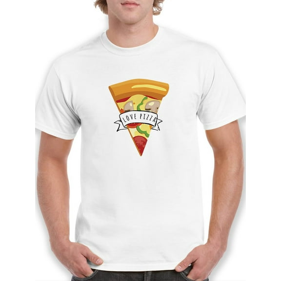 Love Pizza Graphic Men White T-Shirt, Male Medium