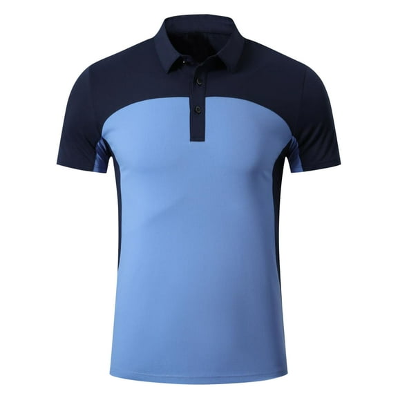 GA WEIHUA Mens Slim Fit Polo Shirts Athletic Golf Polos Daily Casual Stylish Collared Shirts Lightweight Sport Short Sleeve Tops(Blue,L)