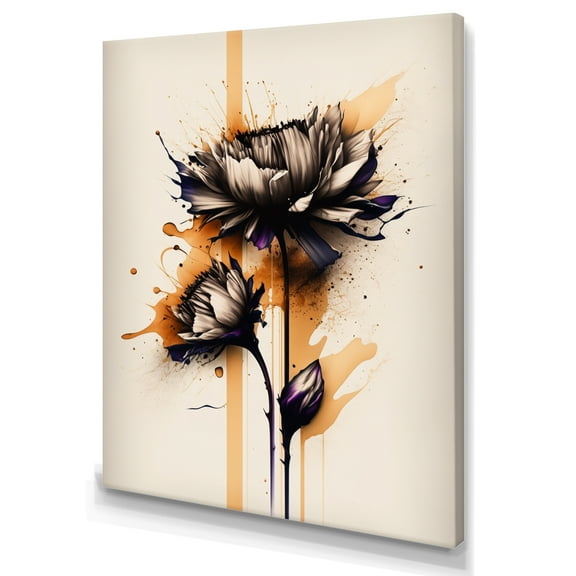 Designart Orange Dahlia Flower On Abstract Fusion II Canvas Wall Art