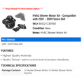 thumbnail image 2 of HVAC Blower Motor Kit - Compatible with 2001 - 2009 Volvo S60 2002 2003 2004 2005 2006 2007 2008, 2 of 2