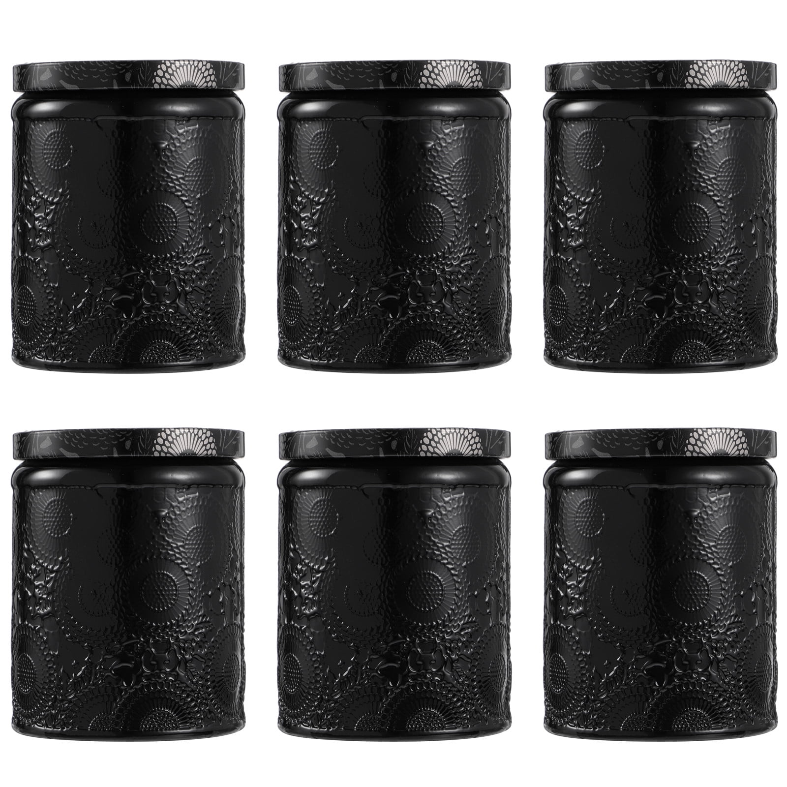 6pcs Embossed Glass Candle Container Kits Empty Round Candle Making