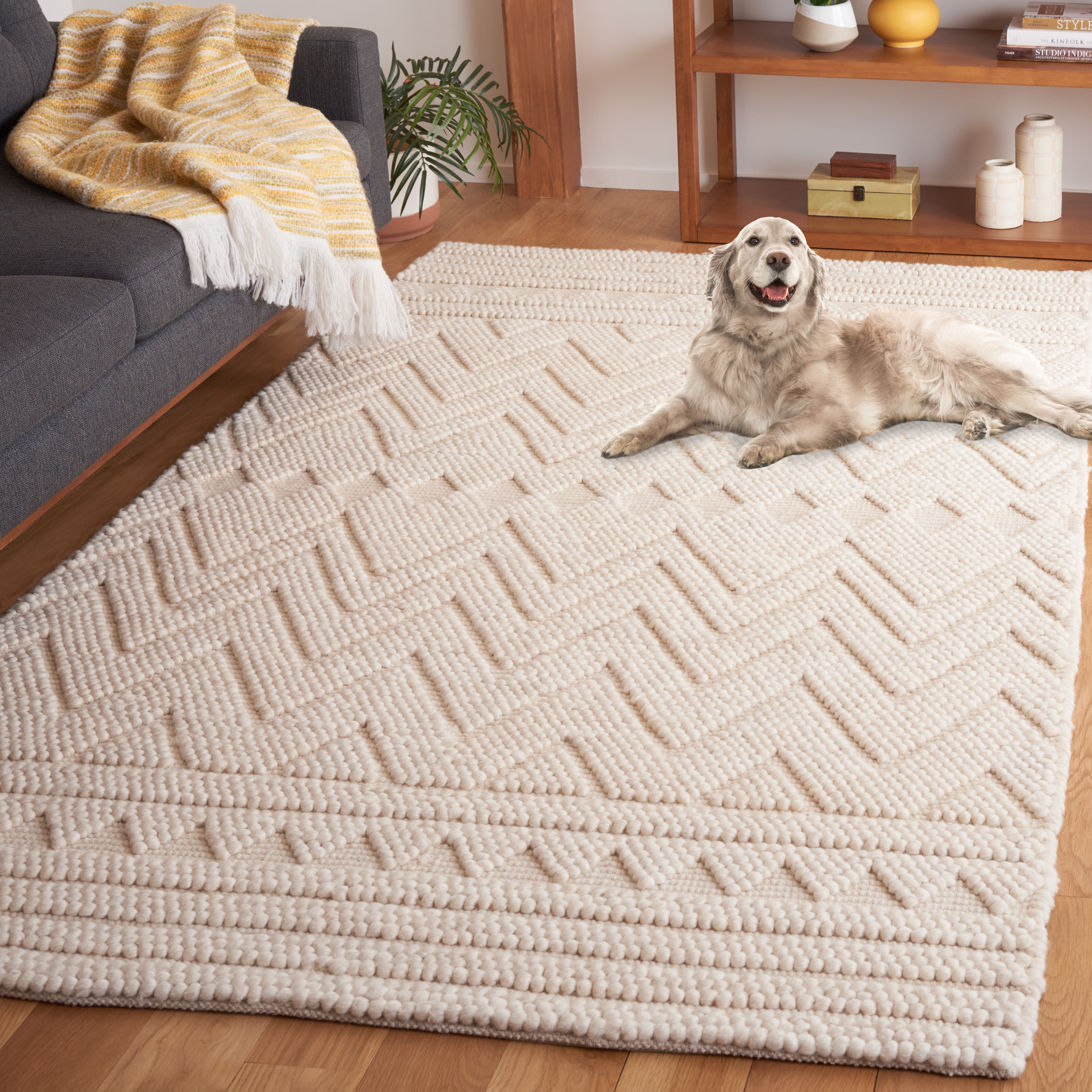 SAFAVIEH Natura Braylon Striped Area Rug, Beige, 6' x 6' Square