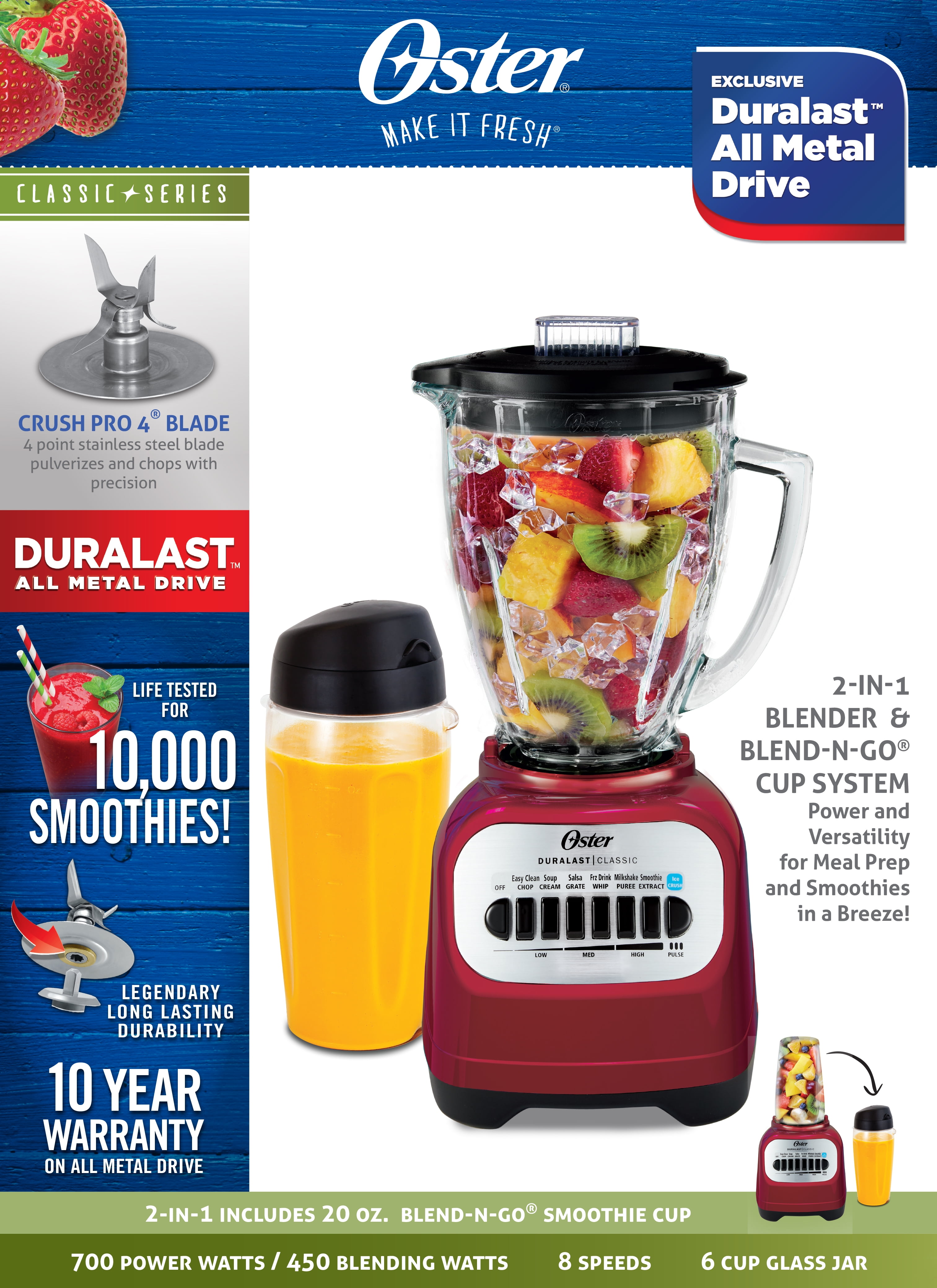 Oster Classic Series 8-Speed Blender with Smoothie Cup - 2