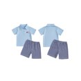 thumbnail image 2 of BemeyourBBs Toddler Baby Boy 4th of July Outfits Patriot Fourth of July Summer Independence Day Clothes Short Sleeve American Flag Embroidery Button Lapel Shirt Plaid Shorts Set, 2 of 9